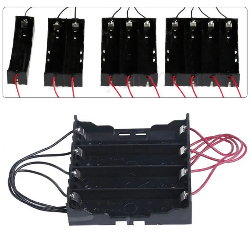 

Mayitr 1pc Plastic Battery Holder Storage Box Black DIY High Quality Batteries Case For 1x/2x/3x/4x 18650 With Wire Lead