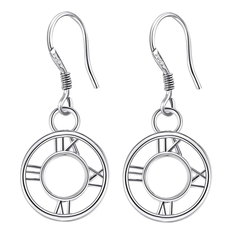 

Fine Jewelry Round Drop Earrings Vintage Roman Number Earrings For Women AE201