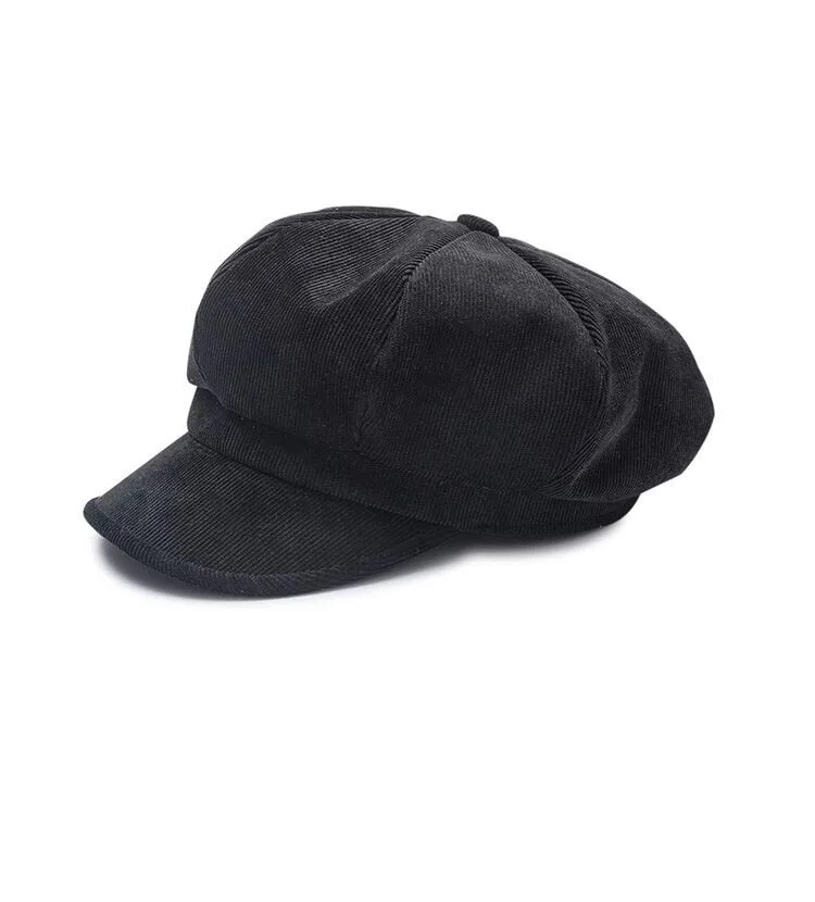 Унисекс восьмиугольная шапка для женщин Зимняя Вельветовая ткань Gorras Planas Мужская Newsboy кепки Женские однотонные шапки для мужчин береты