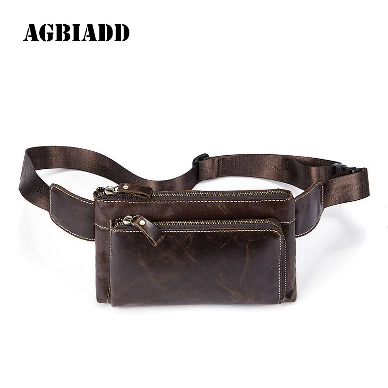 

AGBIADD Business Retro Waist Packs for Men Leather Belt Pouch Men Fanny Pack Leather Men's Waist Bag Pack 560