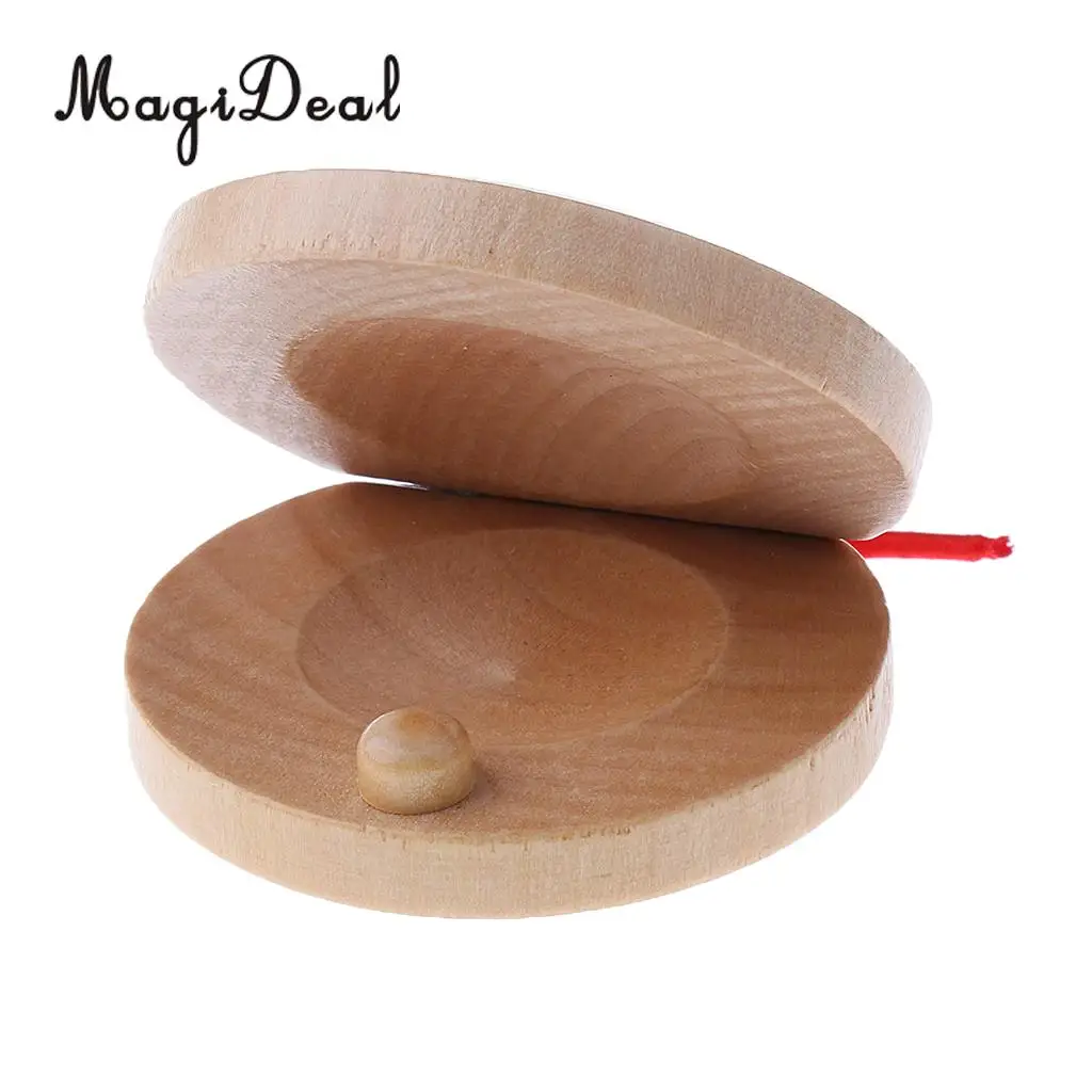 MagiDeal A Pair Wooden Castanets Wood Percussion Flamenco Musical Instrument for Parent-Child Communication Interactive Toys