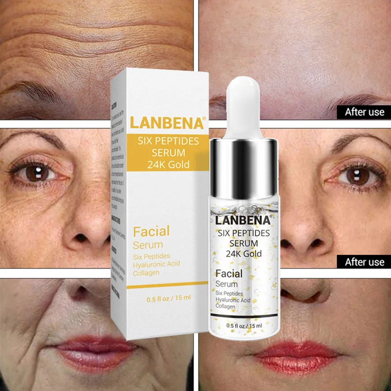 LANBENA Six Peptides сыворотка Чистая 24K Золотая эссенция Гиалуроновая кислота коллаген