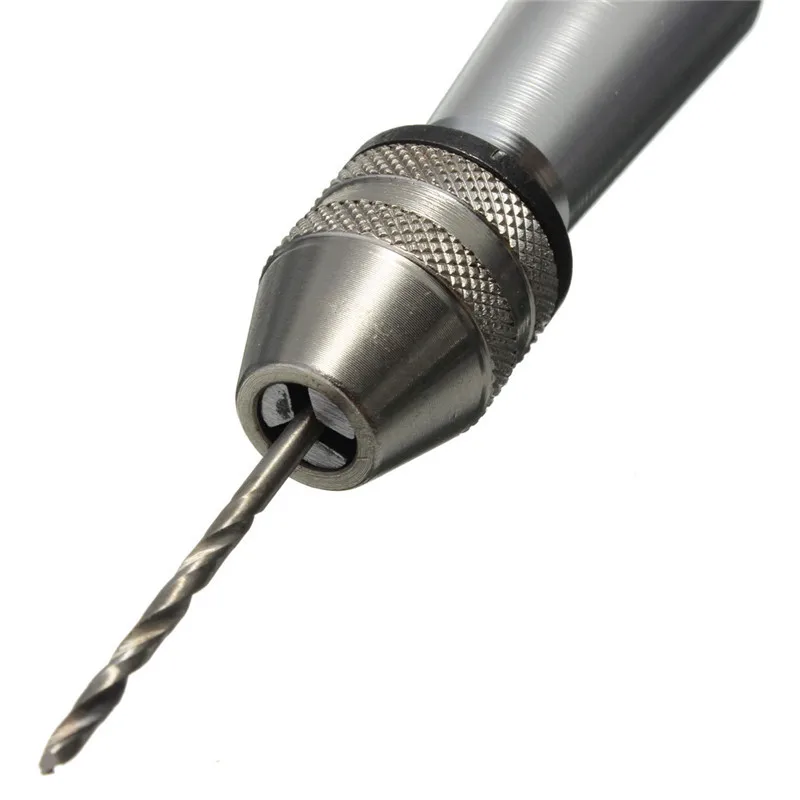 GOXAWEE Mini Micro Aluminum Hand Drill with Keyless Chuck with 10pcs HSS Twist Drill Bits Rotary Tool Wood Drilling 0.1-3.2mm