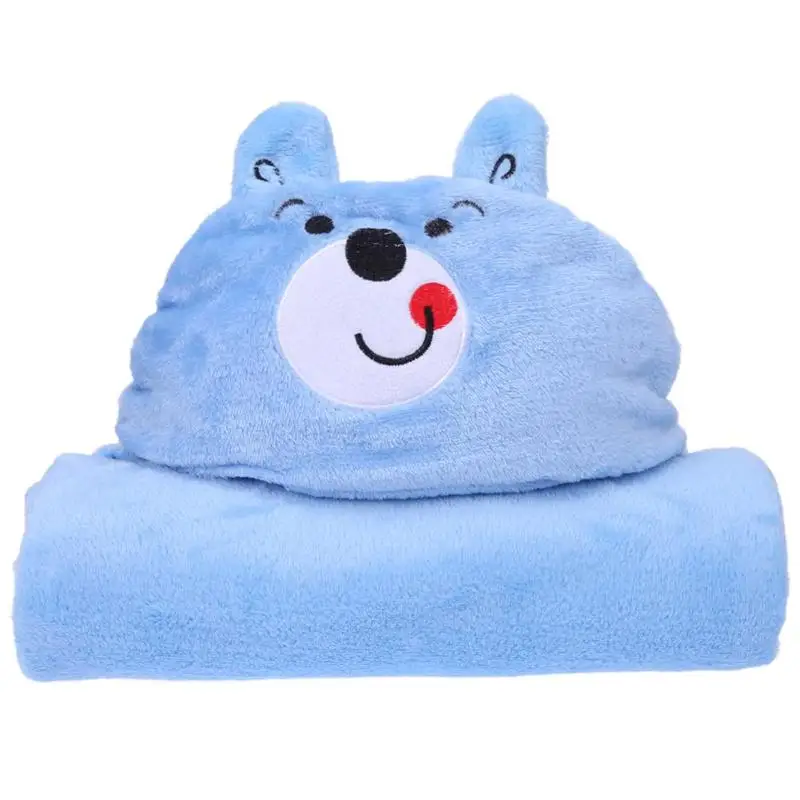 Мягкие детские одеяла в форме животных, с капюшоном, милое Детское купание, полотенце s, детское банное полотенце, детский Пеленальный Халат с капюшоном - Цвет: blue