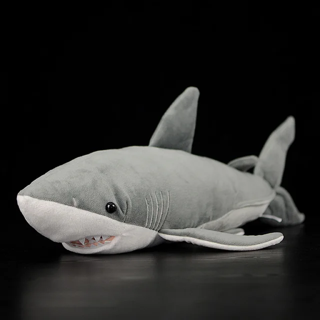 Lifelike Great White Shark Stuffed Toy Cute Soft Shark Model Real Life Plush Doll Simulation Ocean Animal Birthday Gift For Kids