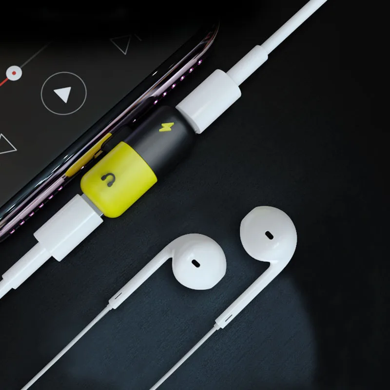 

Pill Capsule USB Type C Earphone Adapter Converter Charger USB-C Music Audio Charging Splitter For iPhone X 7 8 Plus Lighting