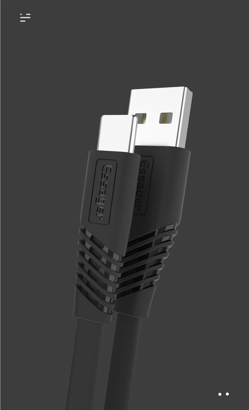 Плоский кабель Essager usb type-C для samsung Xiaomi huawei, 1 м, 2 м, кабель для синхронизации данных и зарядного устройства, кабель usb type-C, кабель USBC A, быстрая зарядка