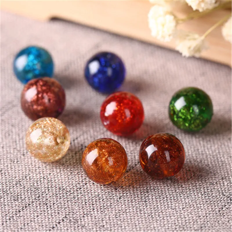 

ACLOVEX 5pcs/lot Handmade Lampwork Beads Bracelet Findings Diameter 8mm 10mm 12mm Glass Crystal Spacer Beads For Jewelry Making