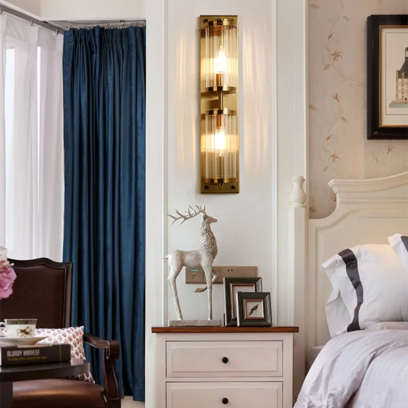 

Modern Apartment Living Room Crystal Wall Lamp Golden Noble Hotel Room Wall Sconce Led Kitchen Bedside Decro Lighting