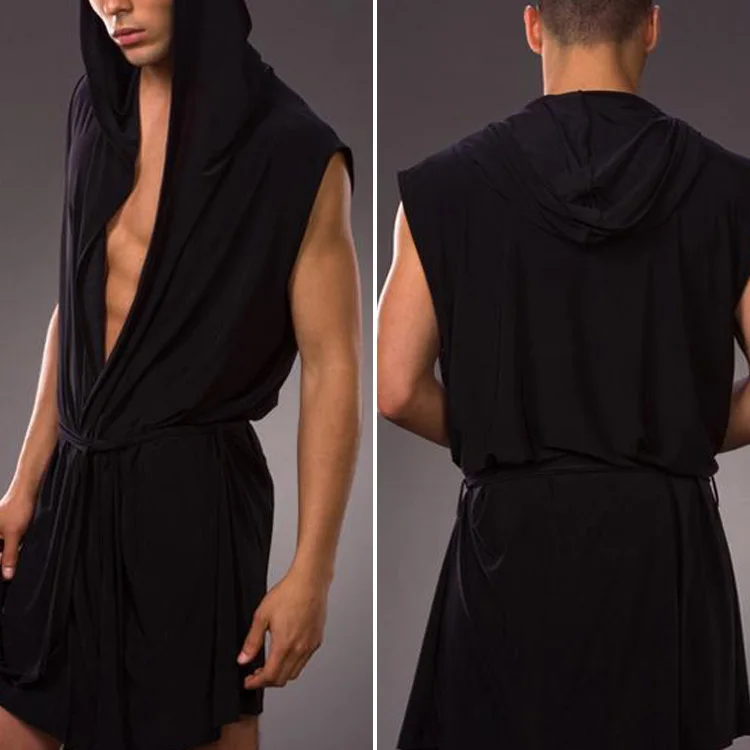 Горячая распродажа мужской банный Халат банный халат мужской халат одежда для сна пижамы сексуальная модная ночная сорочка без трусов Азиатский - Цвет: Черный