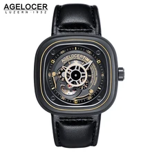 Agelocer Brand square men watch top quality relojes hombre 2017 Business Dress Casual Luxury sports watch mens stainless steel