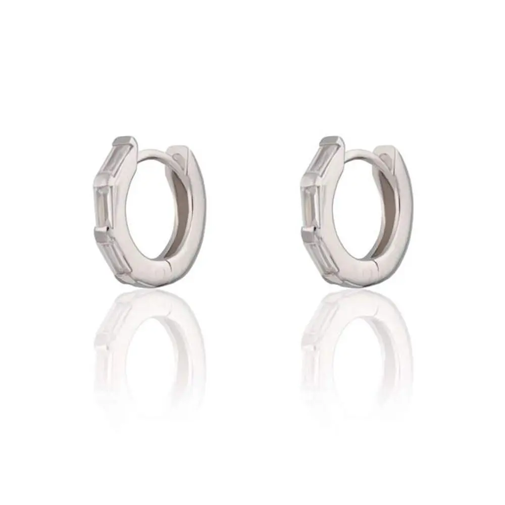 Lovecabin, Европейский 925 пробы, серебряные серьги-кольца Huggie с кристаллами CZ, серьги-манжеты, популярные ювелирные изделия для женщин - Окраска металла: without Stone