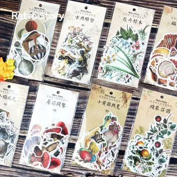 

45pcs/lot Vintage Plants Mushroom Decorative Stickers Scrapbooking Stick Label Diary Stationery Album Stickers