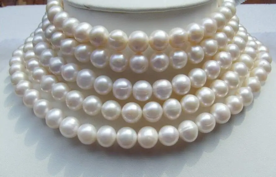 

Free shipping hot sale Women Bridal Wedding Jewelry >>ELEGANT 100" AAA 9-10MM ROUND SOUTH SEA WHITE PEARL NECKLACE
