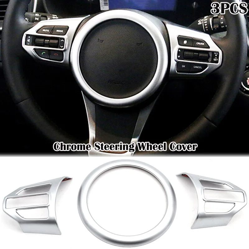 Хромированный противотуманный светильник на голову для Kia Sorento UM, переключатель заднего вида, декоративная накладка, аксессуары для стайлинга автомобилей - Цвет: Steering Wheel Cover