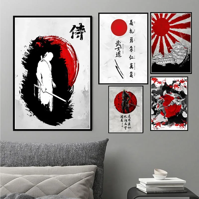 

Home Decoration Wall Artwork Canvas Painting Japanese Bushido HD Printed Nordic Style Poster Modular Pictures For Living Room