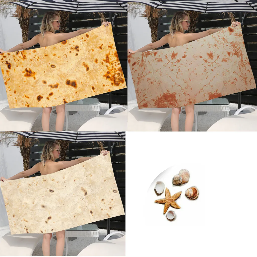 

Multifunction Durable Breathable Patchwork Soft Towel Biscuit Printing Beach Towel Poncho Swimming Robes Swimming Pool Blanket