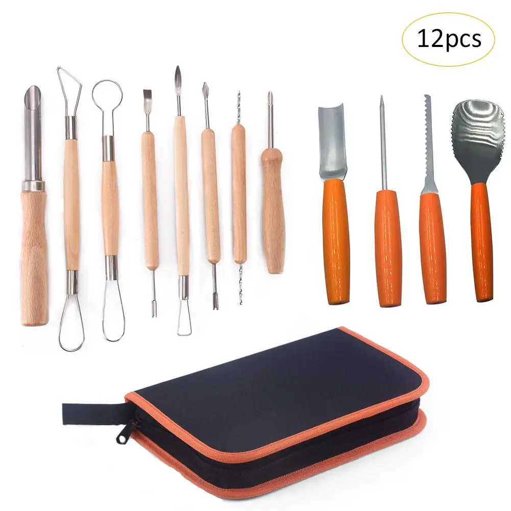 

12pcs/pack Halloween Pumpkin Cutting Carving Kit Cutter Durable Stainless Steel Fruit Cutter Child Pumpkin Lamp Carving Tools