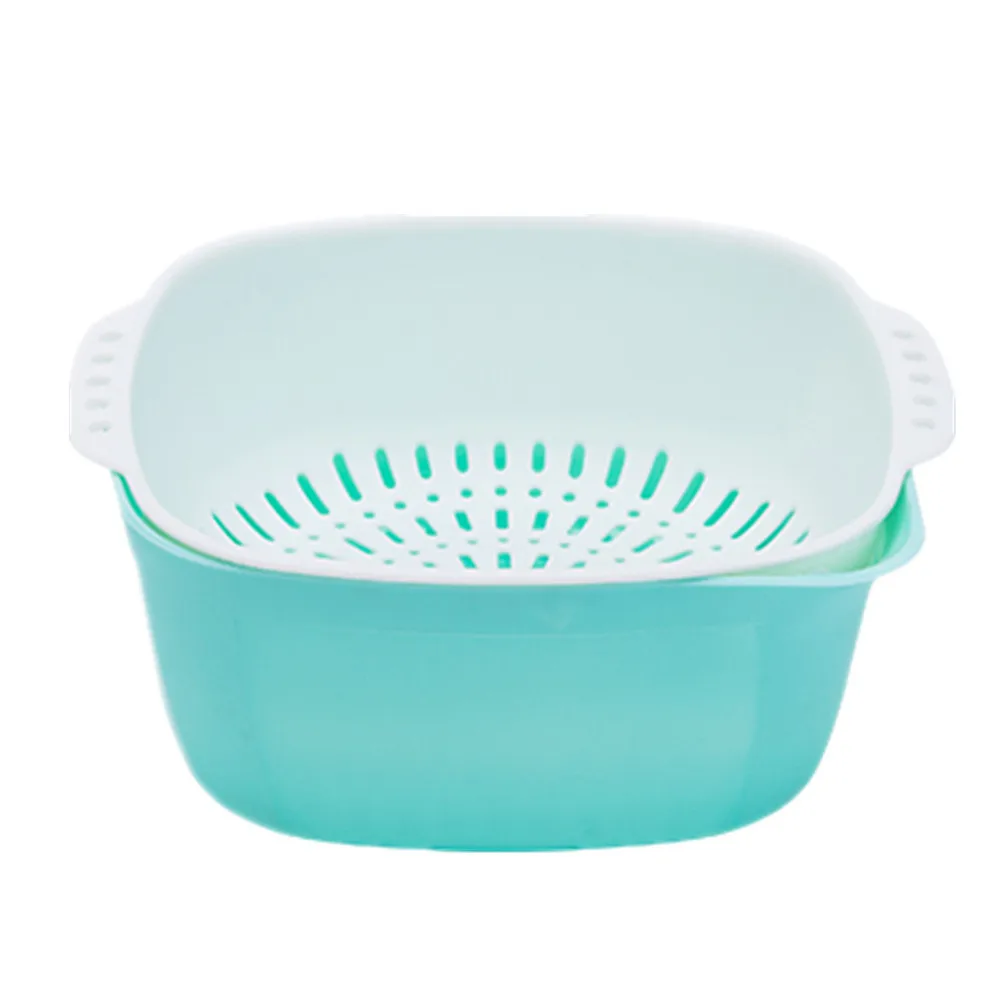 Fruit Vegetable Washing Basket Strainer Portable PP Colander Double