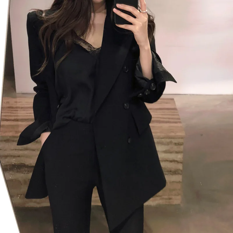 2019 New Korean Edition Spring Casual Temperament Suit Korean Version Doubles Buckle White Suit Tide Women Jackets and Coats 2019 New Korean Edition Spring Casual Temperament Suit Korean Version Doubles Buckle White Suit Tide Women Jackets and Coats