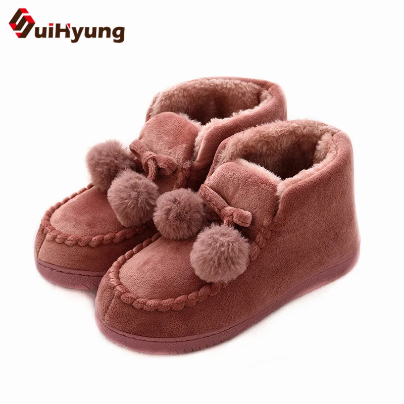 

Suihyung Winter Warm Snow Boots Women Cotton Shoes Flat Platform Ankle Boots Woman Short Plush Casual Slip On Thermal Fur Shoes