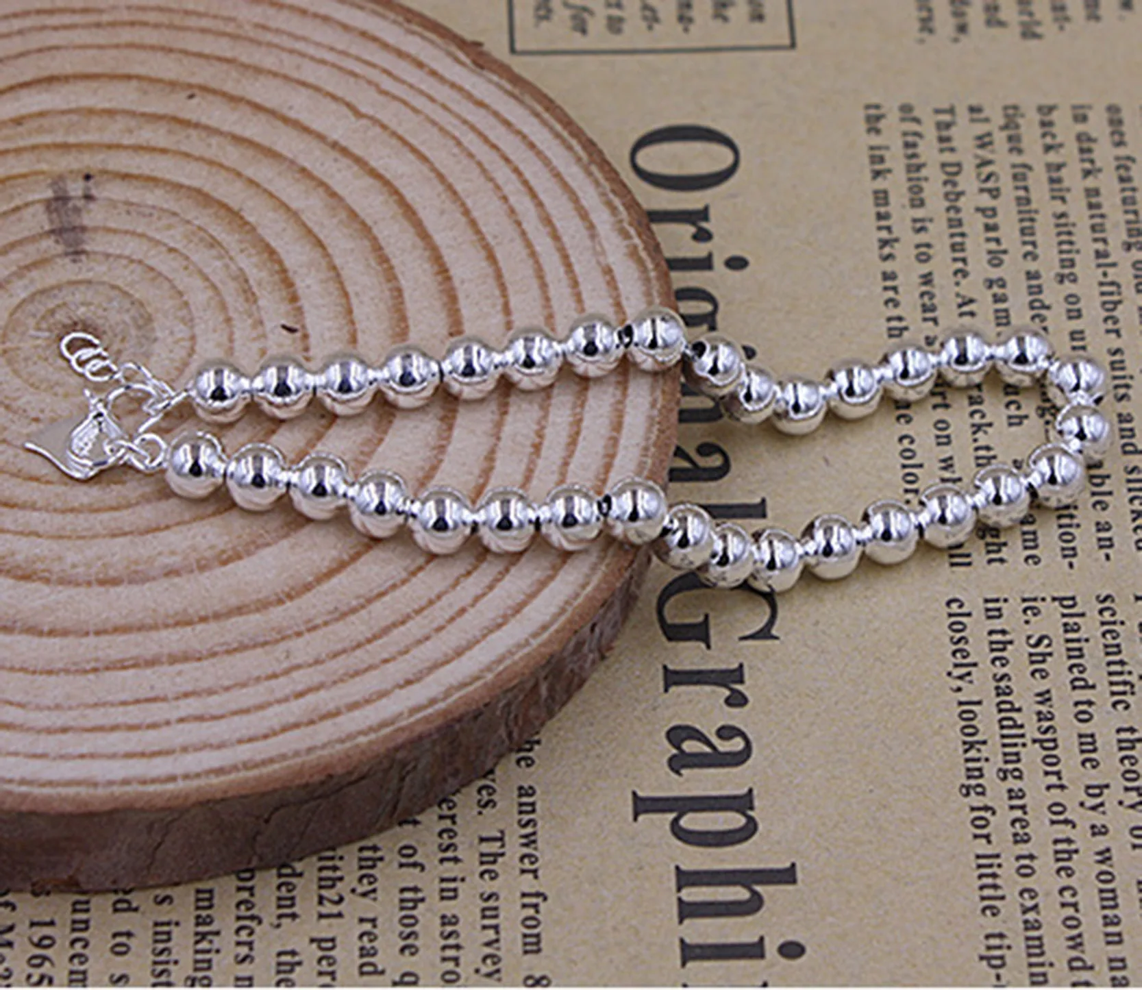 Jiayiqi Винтажный серебряный цветной браслет-цепочка, модный серебряный браслет из бисера для женщин, новейшие массивные браслеты для любви