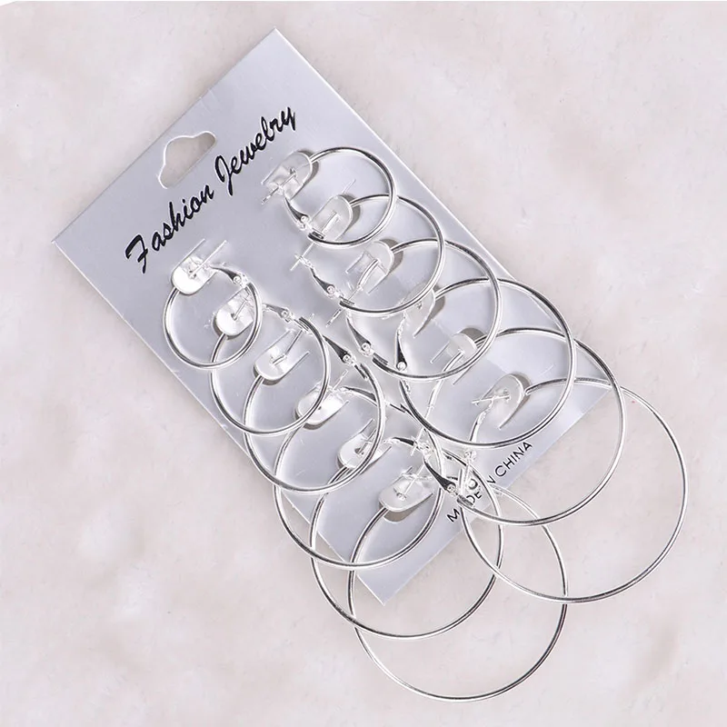 6 пар/уп. маленькие Эффектные серьги большие круглые серьги-кольца для женщин корейские серьги Ювелирные наборы сережек серьги бохо секс лимон серьги кольца серьги серьги женские сережки серьги серьги в нос серьги - Окраска металла: BP0013-03