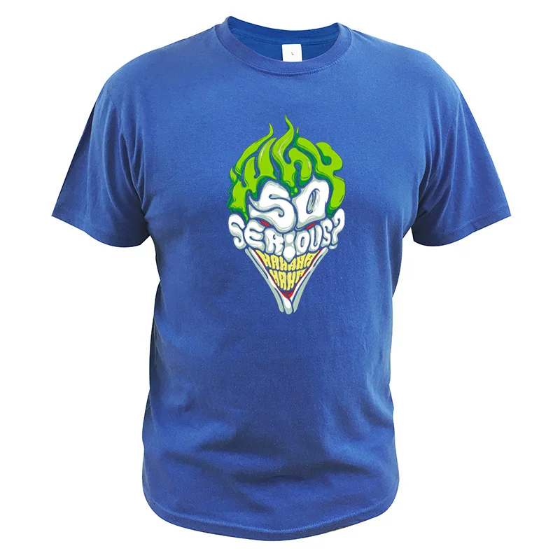 Футболка «Джокер», «враг Бэтмена», «Почему так сложно», креативная хлопковая футболка высокого качества с цифровым принтом, футболки с супергероями комиксов - Цвет: Синий