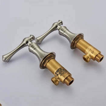 

Brass Switch Valve Brushed Nickel Basin Faucet Shower Mixer Bathtub Set Control Valve