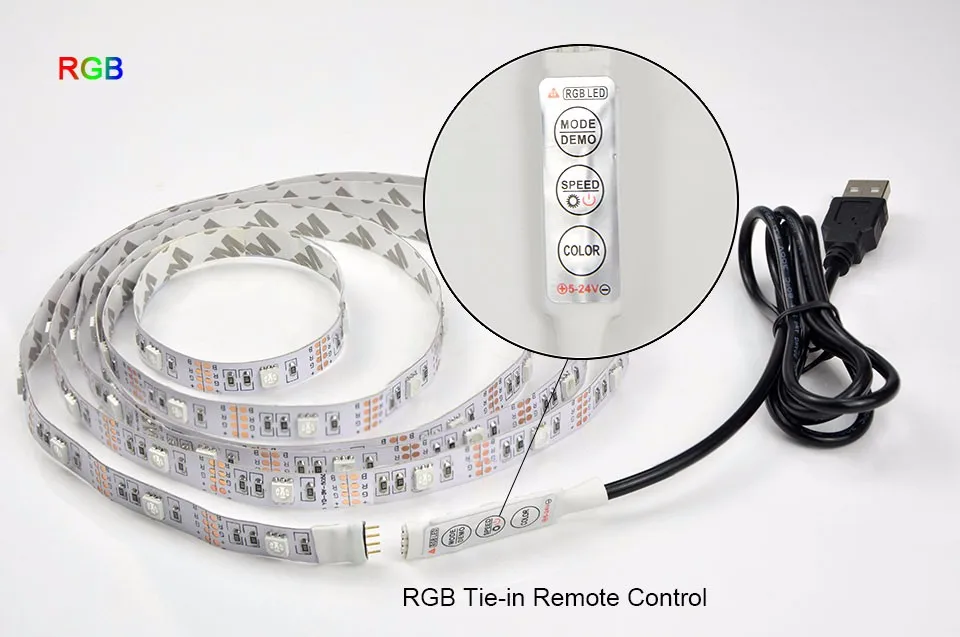 1 шт. SMD 3528/5050 DC 5 В USB источник питания Декор RGB Светодиодная лента светильник лента 50 см 1 м 2 м лента белый/теплый белый/RGB