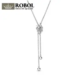 ROBOL высокое качество оригинал стерлингового серебра 925 очаровательное раскачивающееся ожерелье группы бабочек 397911CZ регулируемые