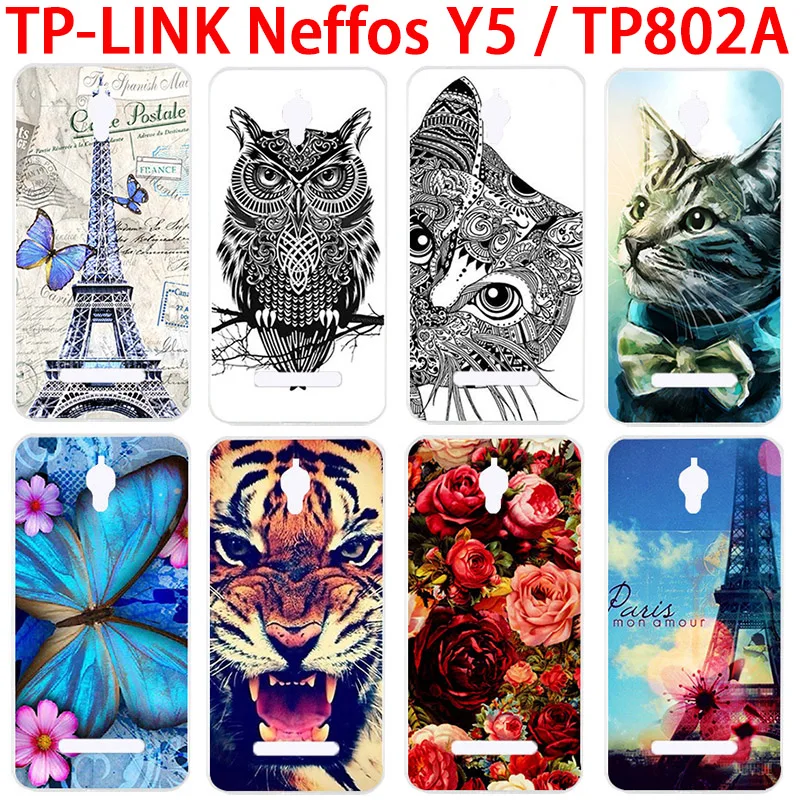 

DIY UV Painted Colored Wolf Tiger Owl Rose Soft Tpu Case Cover For TP-LINK Neffos Y5 TP802A Cases 5.0" Back Sheer