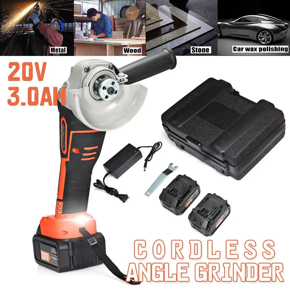 Wireless Electric Angle Grinder Cordless Polisher 3000mah Li-ion Battery Hand Cutting Machine Tool 1 Battery