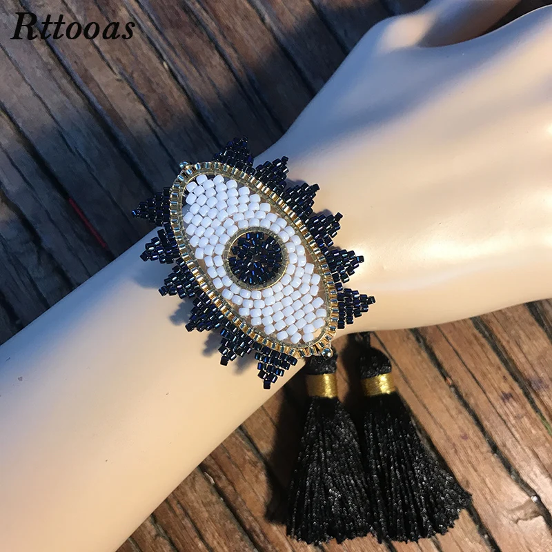 Браслеты Rttooas MIYUKI Delica браслет сглаза Insta плетеные браслеты ручной работы модные