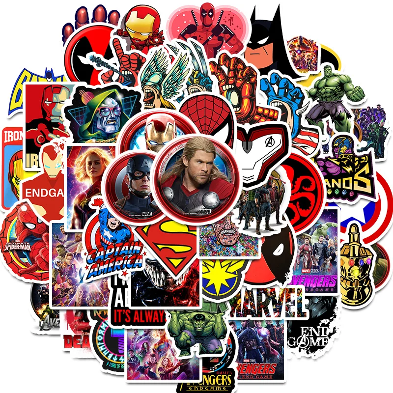 

50PCS Marvel Super hero stickers Graffiti Stickers for Luggage Skateboard phone loptop Bicycle Wall Guitar Scrapbooking