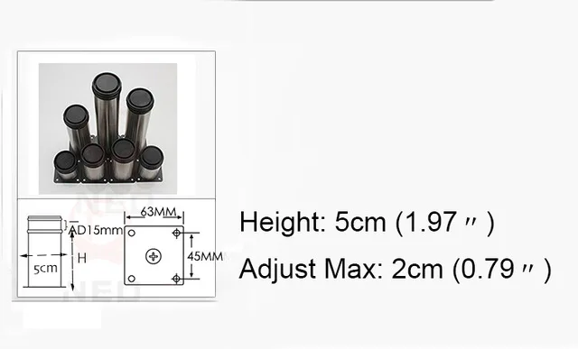 1Pcs 5CM-35CM Furniture Adjustable Cabinet Legs Stainless Steel Furniture Legs Cabinet Table Sofa Bed Feet Furniture Legs Feet 5CM