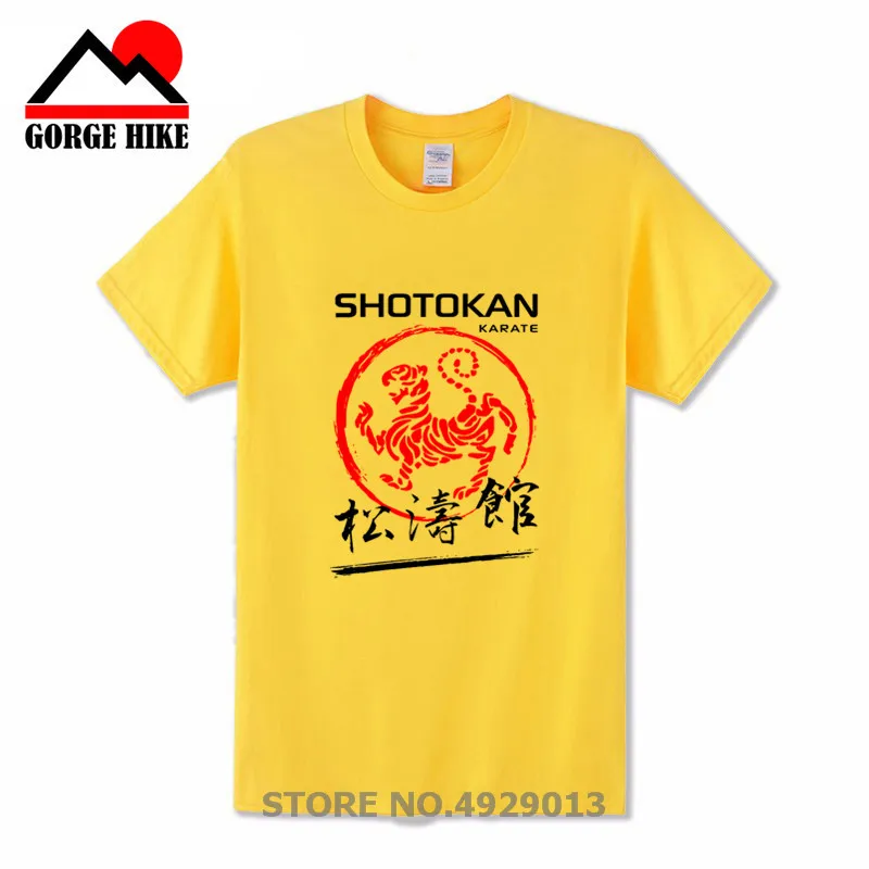 Японские Kanji Shotokan каратэ футболки мужские хлопковые летние с коротким рукавом