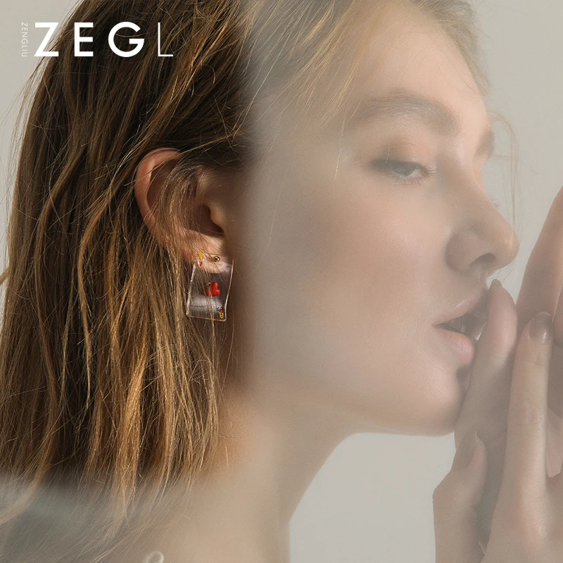 ZEGL925 серебряные серьги покерные длинные модные в европейском и американском