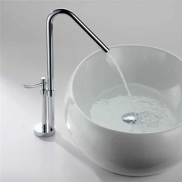 

2016 new arrival round body copper single handle chrome deck mounted bathroom sink faucet