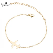 Yiustar красочные самолет шарм браслеты для женщин ювелирные изделия цепь из нержавеющей стали самолет браслет с самолетом femme регулируемый