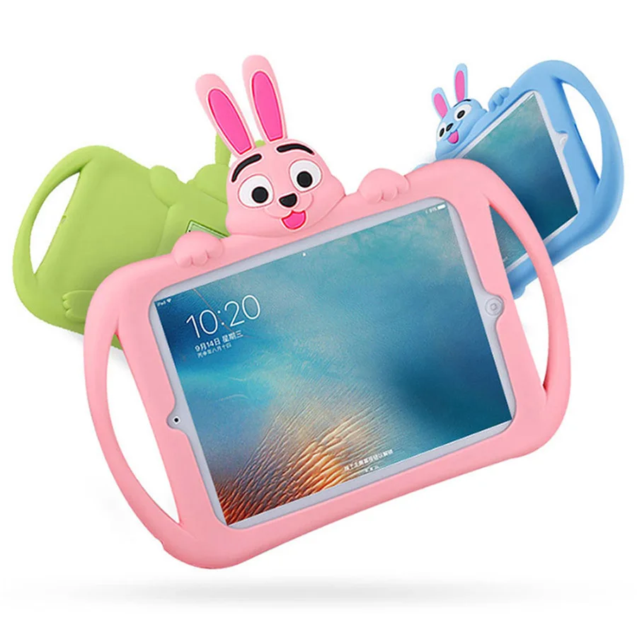 Children Shockproof Case For iPad 9.7 2018 2017 Air 2 Air Kids Cartoon Rabbit Safe Silicone Stand Cover Tablet Case for iPad 5 6 (5)
