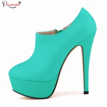 Brand Designers 2016 New Spring Autumn Women Shoes Black High Heels Boots Zip Platform Ankle Boots Size 35-42 SMYNLK-D0104