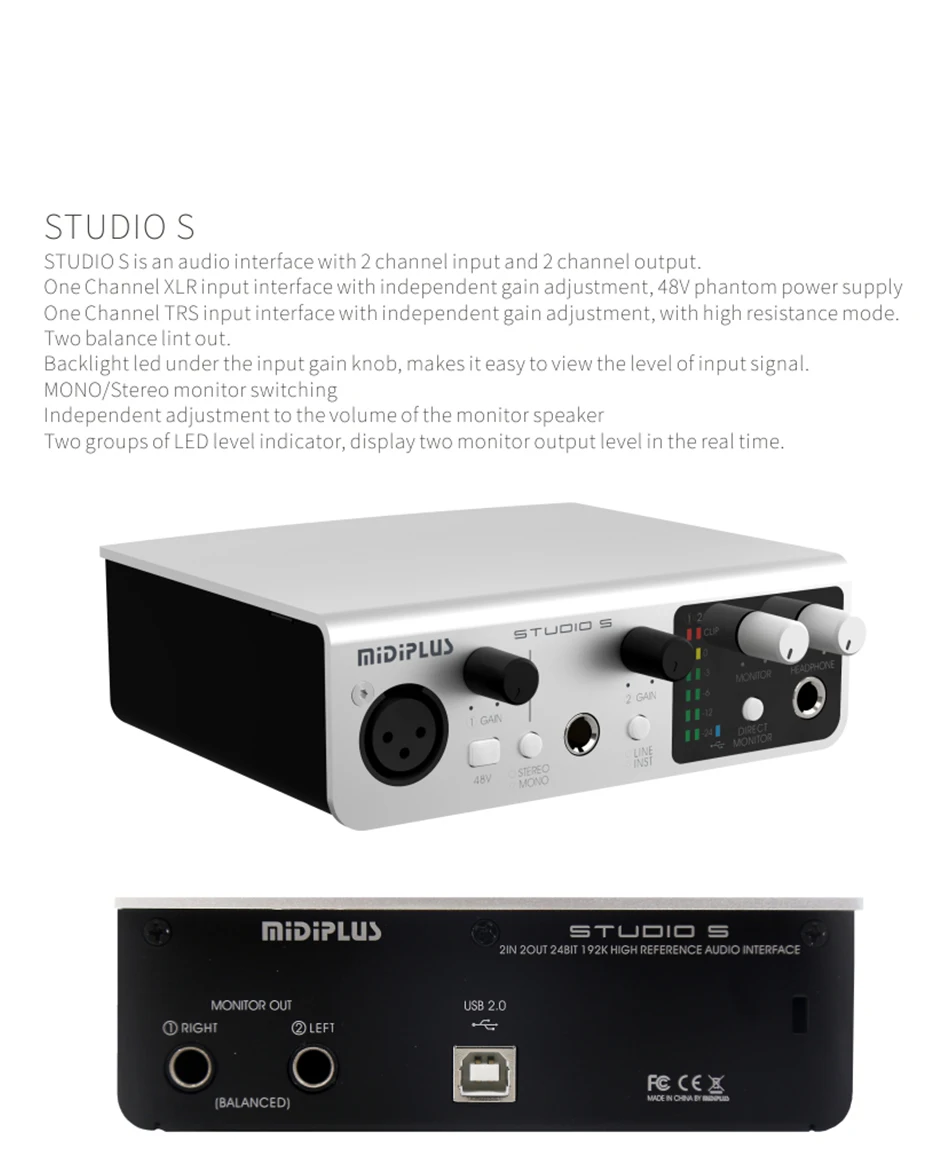 MIDIPLUS STUDIO M/S/2/4 звуковая карта USB аудио Интерфейс