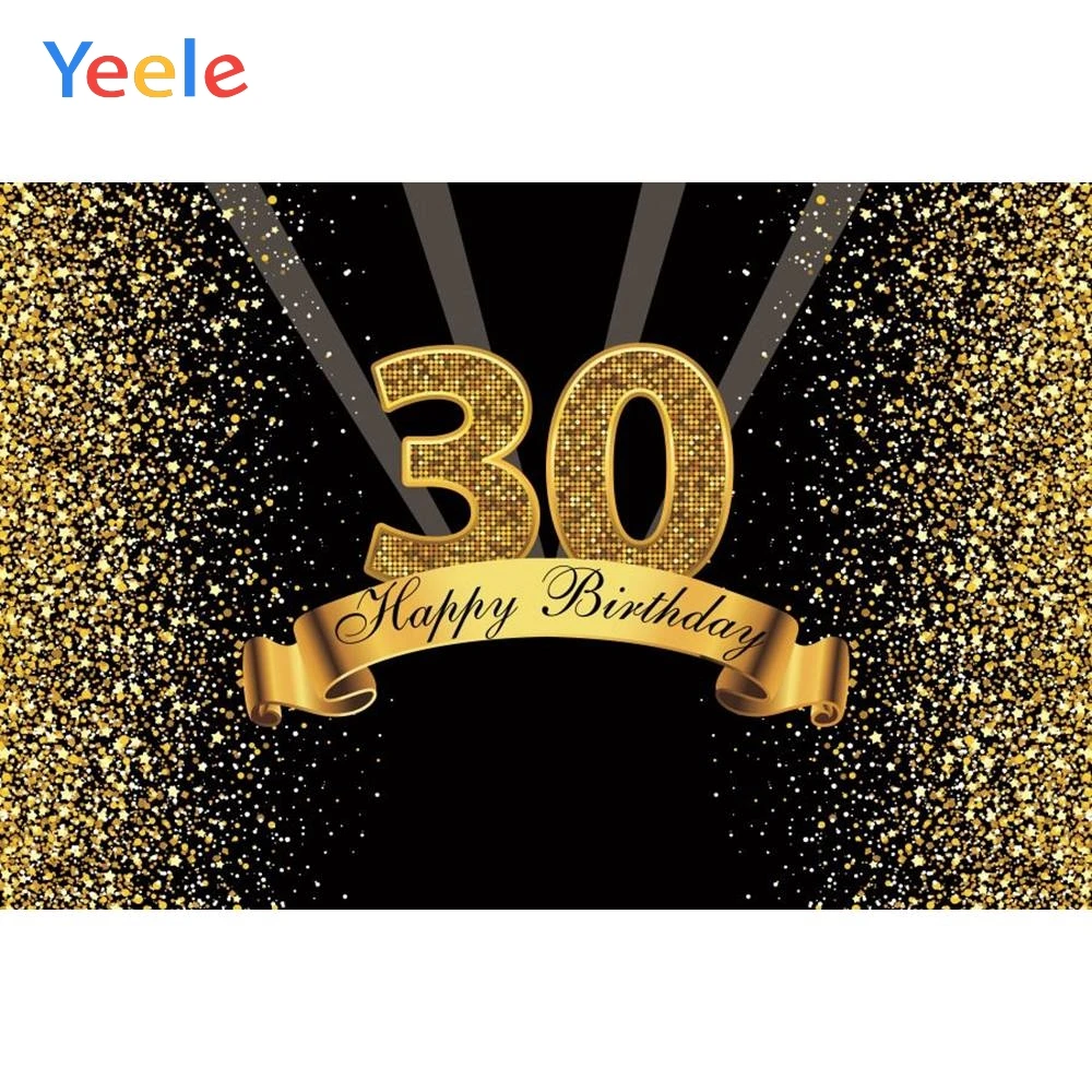 

Yeele Happy 30th Birthday Party Photocall Background Gold Flash Woman Man Custom Vinyl Photography Backdrop For Photo Studio