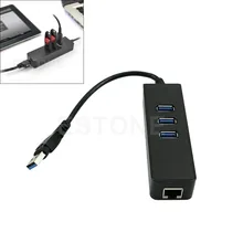 2015 Новый 3-портовый USB 3.0 RJ45 Ethernet Порт Концентратора Адаптер Проводной Сети до 100 Мбит/С