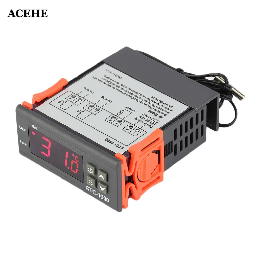 ACEHE 12V/24V DC AC цифровой термометр Температура контроллер STC-1000 термостат-50 ~ 99