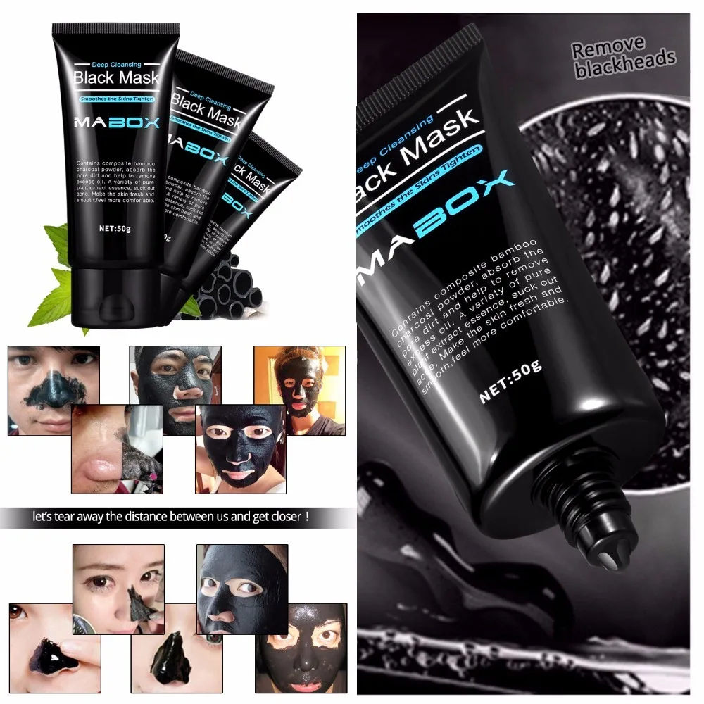 Mabox Black Mask Peel Off Bamboo Charcoal Purifying Blackhead Remover Mask Deep Cleansing for Acne Scars Blemishes skin care