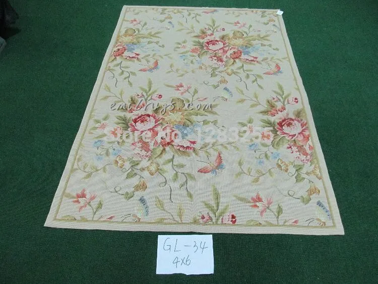 

Original Needled Wool Carpet Of French Design Made By Old Hands New Unique 100% Wool Hand-made Needlepoint Carpet New Listing