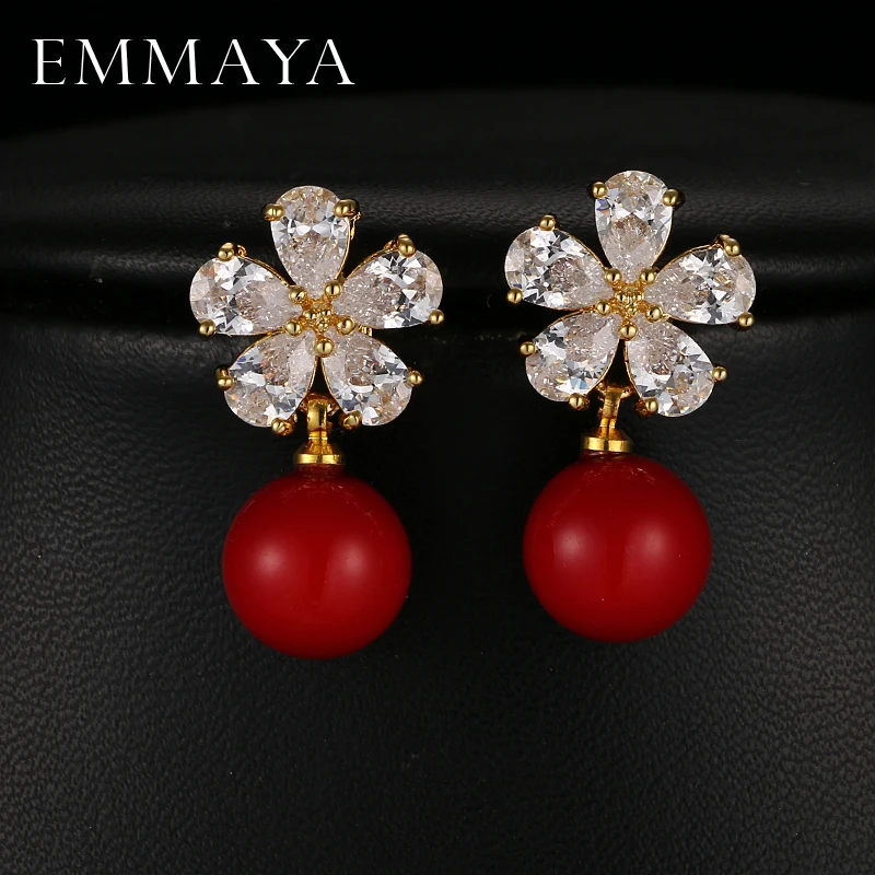 Большие красные серьги EMMAYA модные ювелирные украшения Rojos золотого цвета для