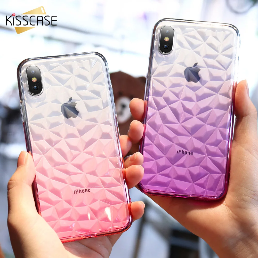 KISSCASE Crystal Diamond Clear Gradient Color Case For